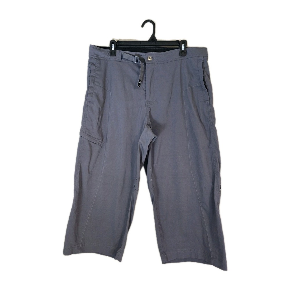 Prana Pants Womens L Gray Capri Lightweight Breathe Stretch Hiking Outdoor - Picture 1 of 9